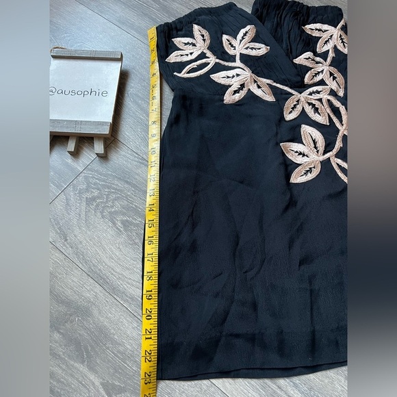 Free People Shadow Floral Appliqué Strapless Mini Dress Black Champagne Size M - Picture 13 of 15